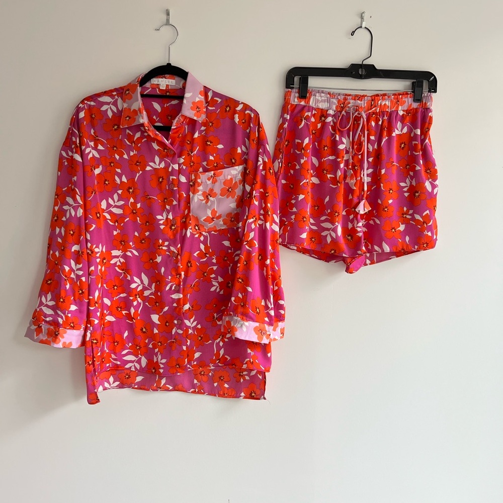 Karlie Pink and Orange Floral Pajama Set